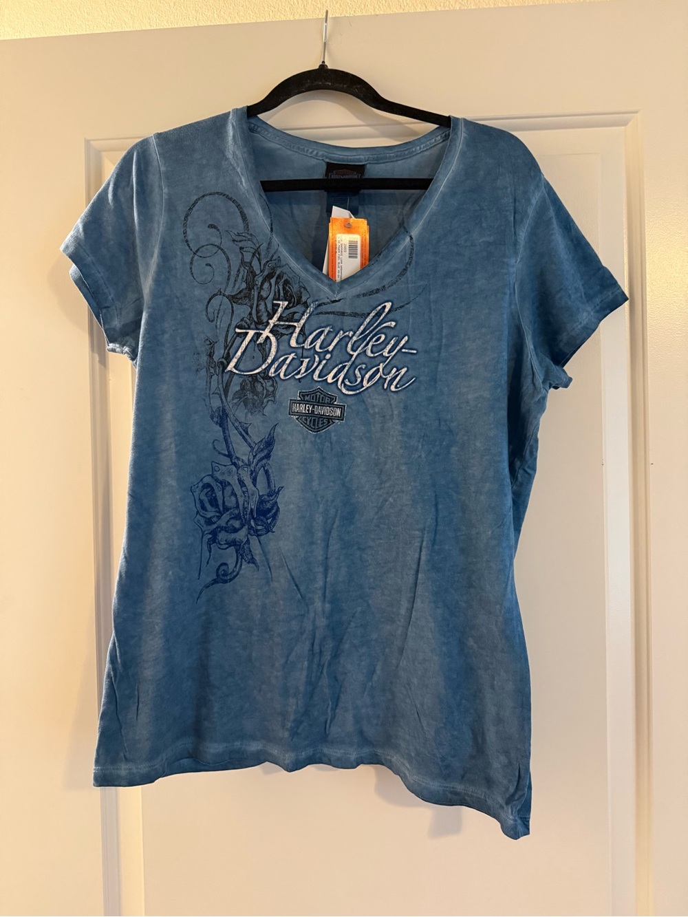 Harley-Davidson Washed Blue V-Neck Graphic Tee